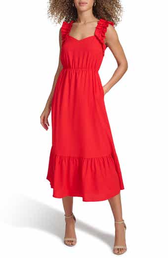 Kensie Ruffle Sleeveless Fit & Flare Midi Dress