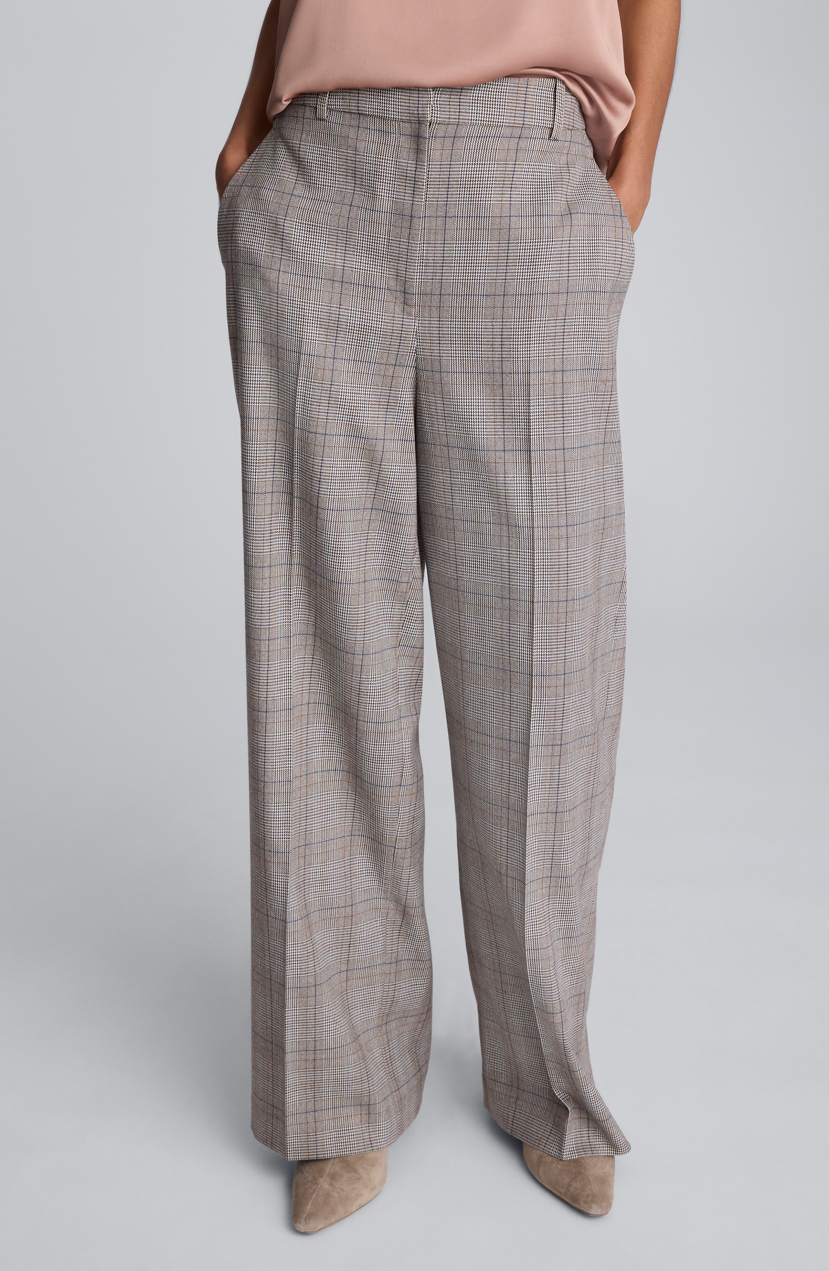 Plaid Wide Leg Pants