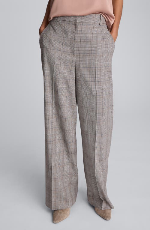 Kenneth Cole Plaid Wide Leg Pants In Gray