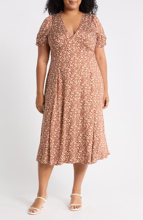 Ditsy Floral V Neck A Line Dress