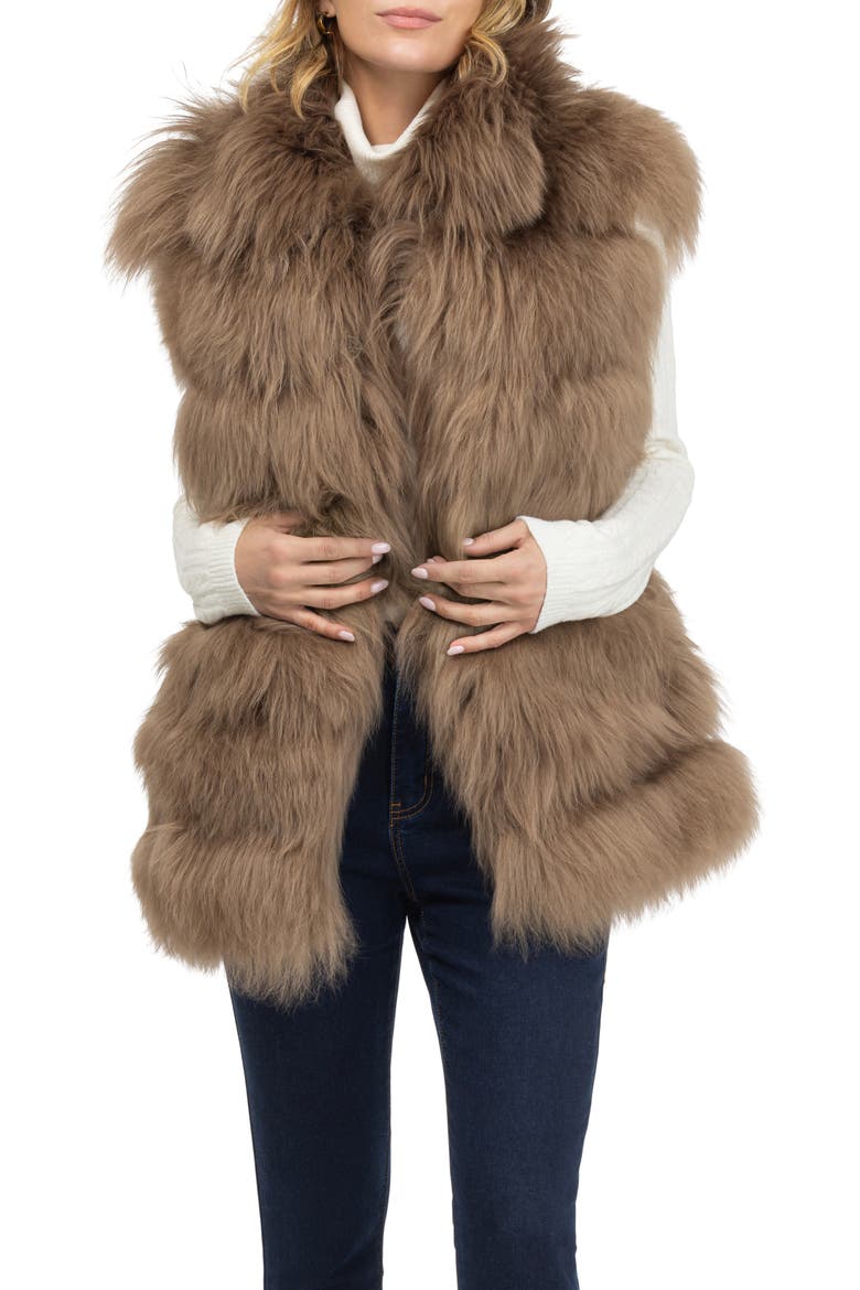 Genuine Shearling Vest, Main, color, CAMEL