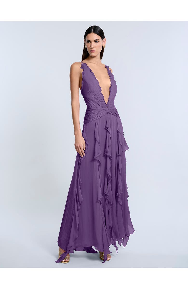 Ruffle Halter Chiffon Gown