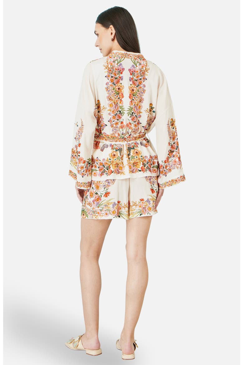 Viscose Floral Border Belted Cover-Up, Alternate, color, Ivory