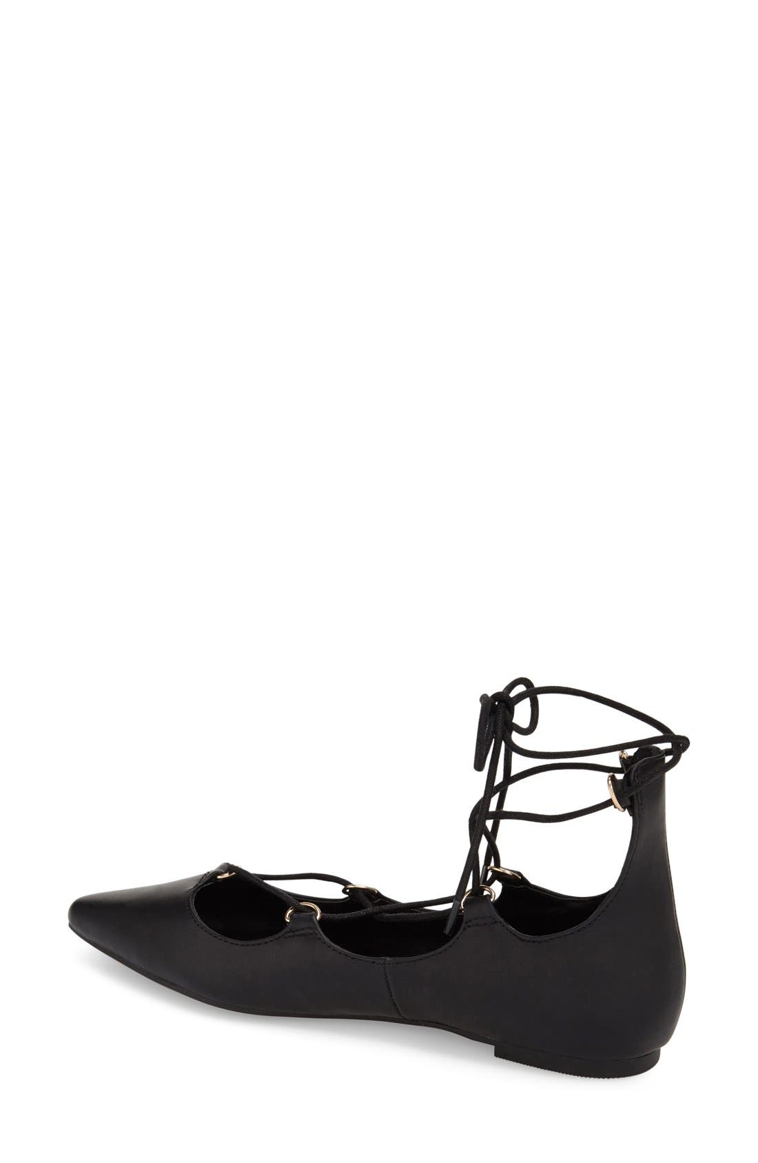 Topshop 'Fancy' Pointy Toe Ghillie Flat, Alternate, color, 