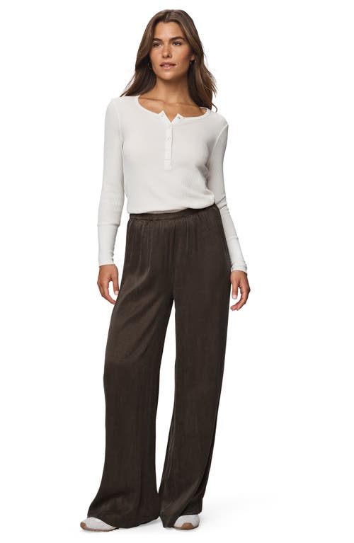 Splendid Serena Satin Pull-on Pants In Brown