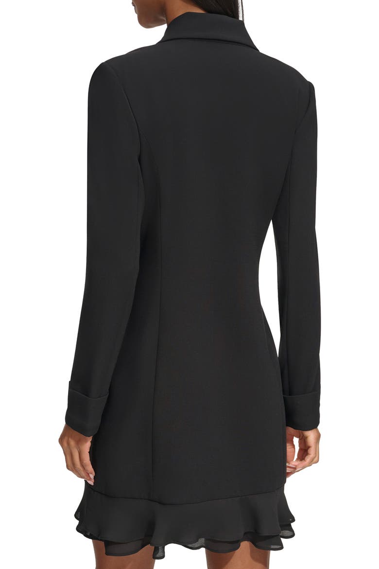 Double Breasted Long Sleeve Scuba Crepe Blazer Dress, Alternate, color, BLACK