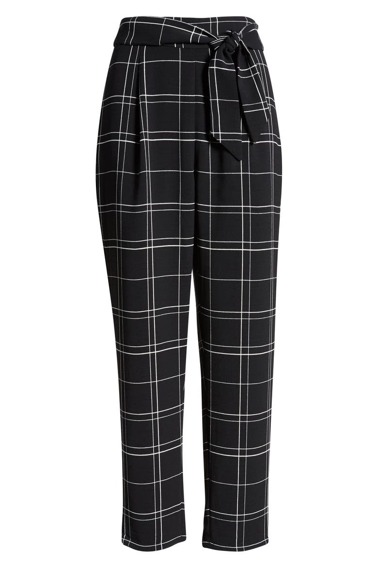 Tie Front Pants, Alternate, color, BLACK GLAM CITY CHECK