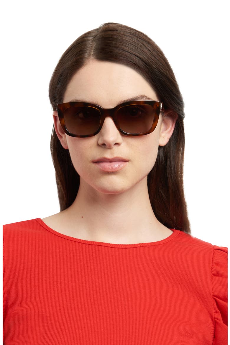 tammy 53mm rectangular sunglasses, Alternate, color, HAVANA / BROWN GRAD POLAR
