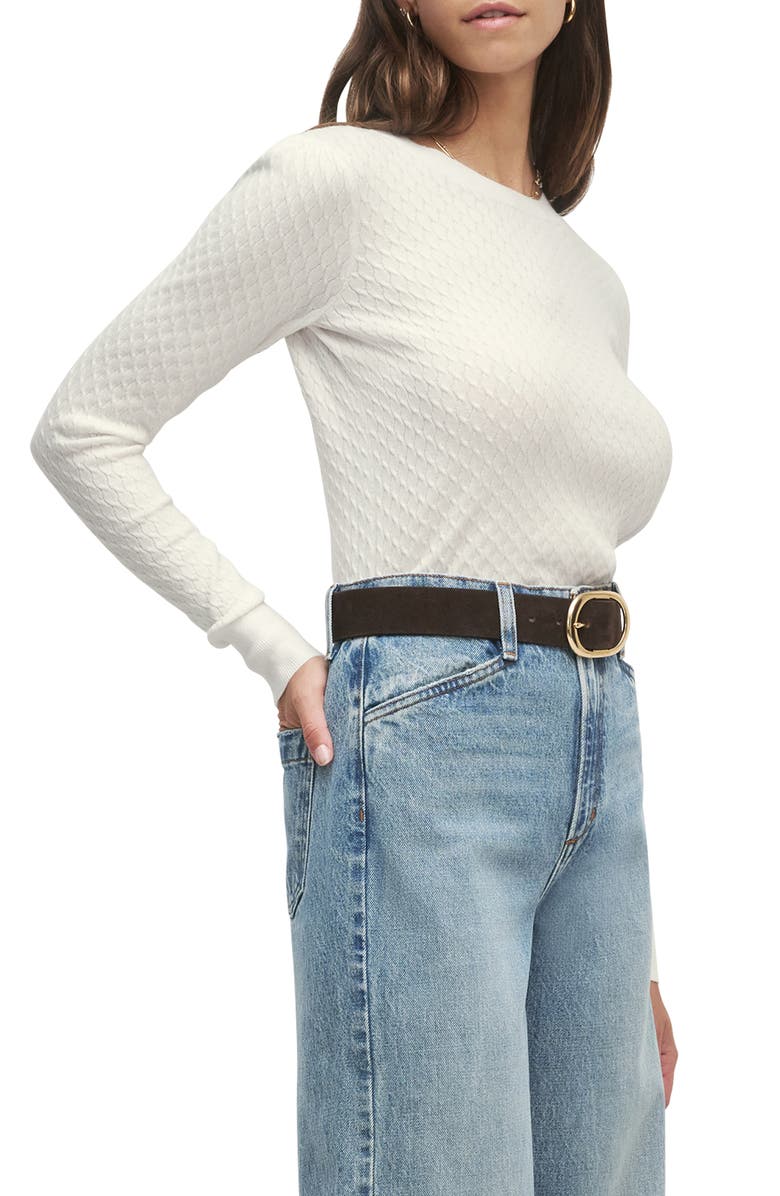 Favorite Daughter The Career Girl Textured Crewneck Sweater, Alternate, color, White