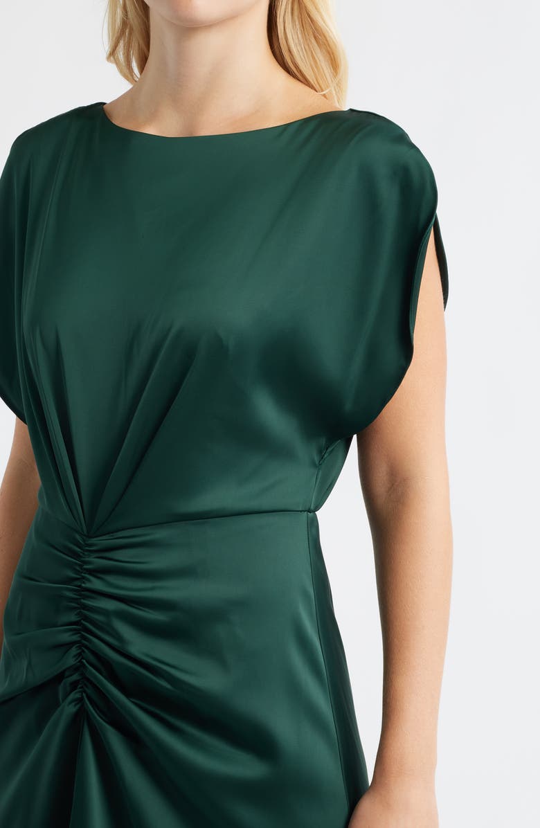 Julia Jordan Ruched Satin Gown, Alternate, color, Green
