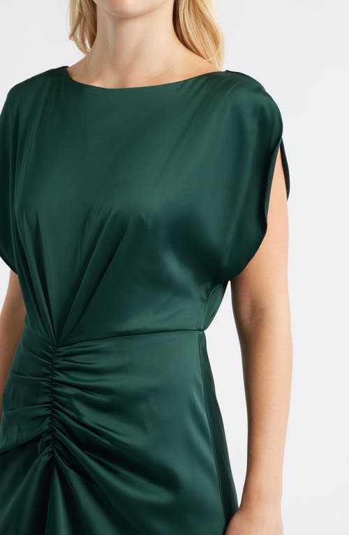 Julia Jordan Ruched Satin Gown In Green