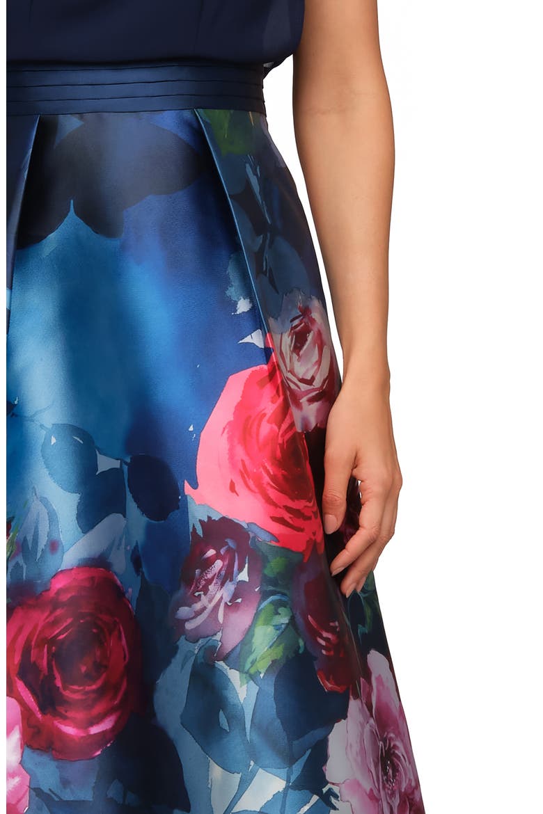 Eileen Sleeveless Mixed Media Gown, Alternate, color, INK BLUE MULTI