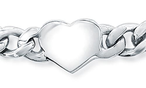 Simona Heart Figaro Chain Bracelet In Silver