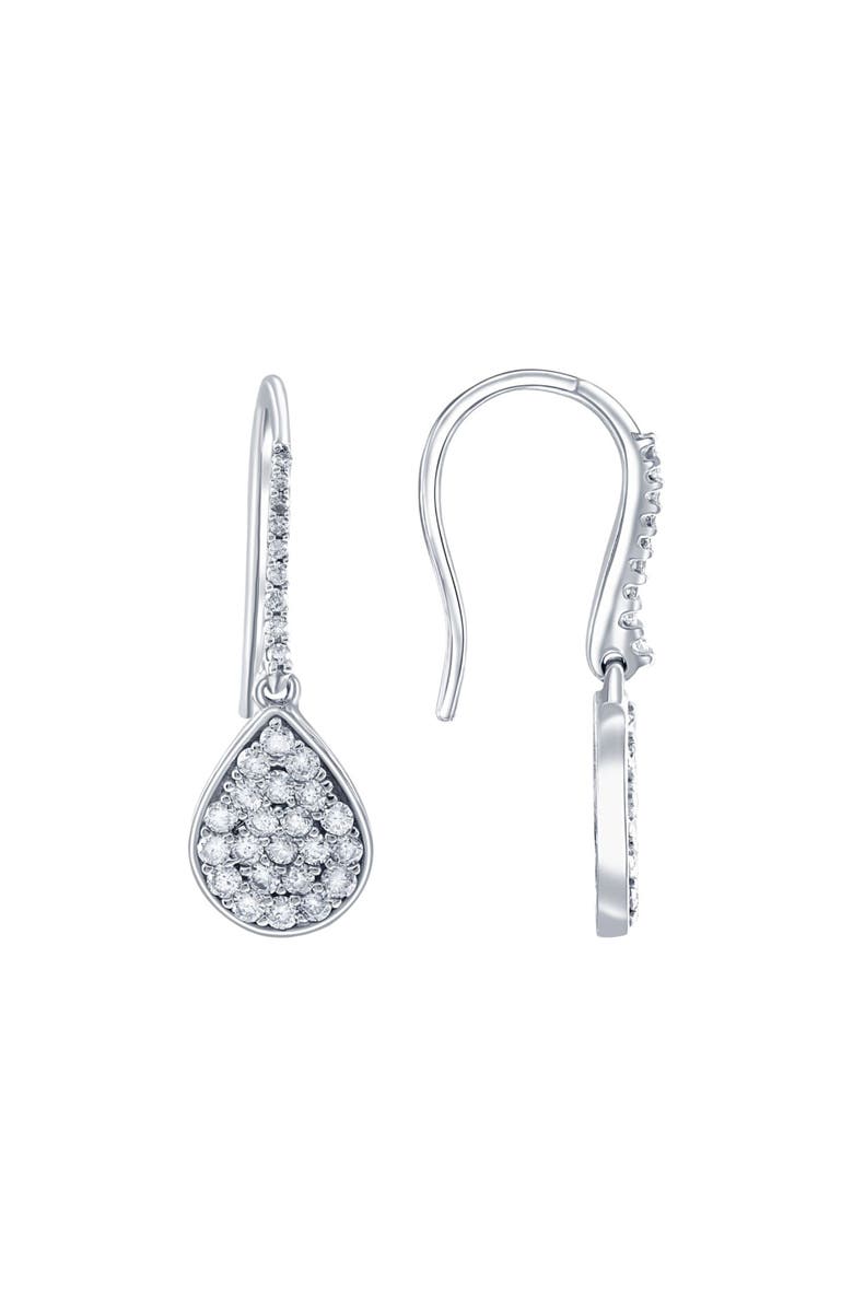 Bliss Diamond VS 1 1/8ct Diamond Hoops Dangle Pear Shape Earrings 18K Gold 1 1/4" Tall, Main, color, 