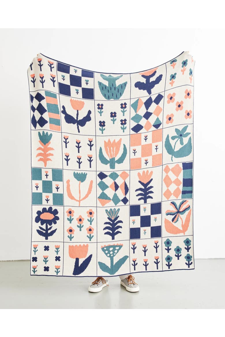 Toni Darling Frank Knit Throw Blanket, Alternate, color, Teal Grapefruit