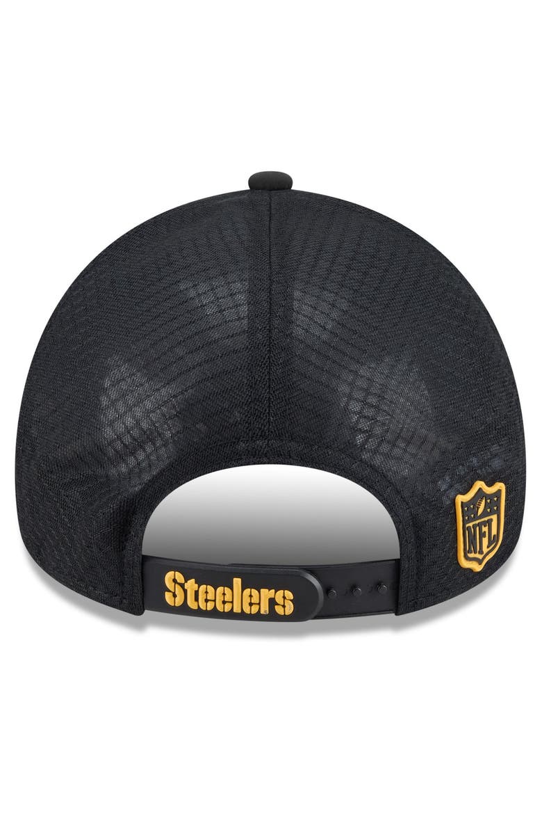 Men's New Era Black Pittsburgh Steelers 2026 Sideline Apex 9FORTY Adjustable Trucker Hat, Alternate, color, Black
