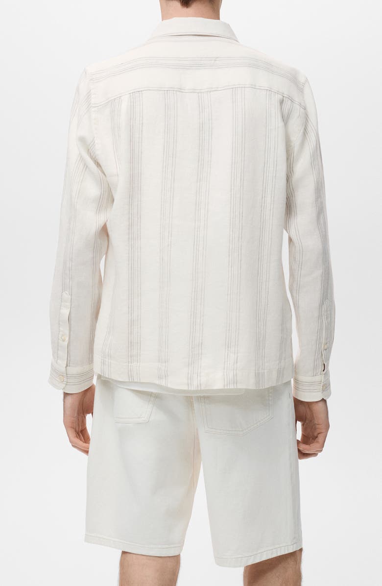 MANGO Stripe Linen Overshirt, Alternate, color, Off White