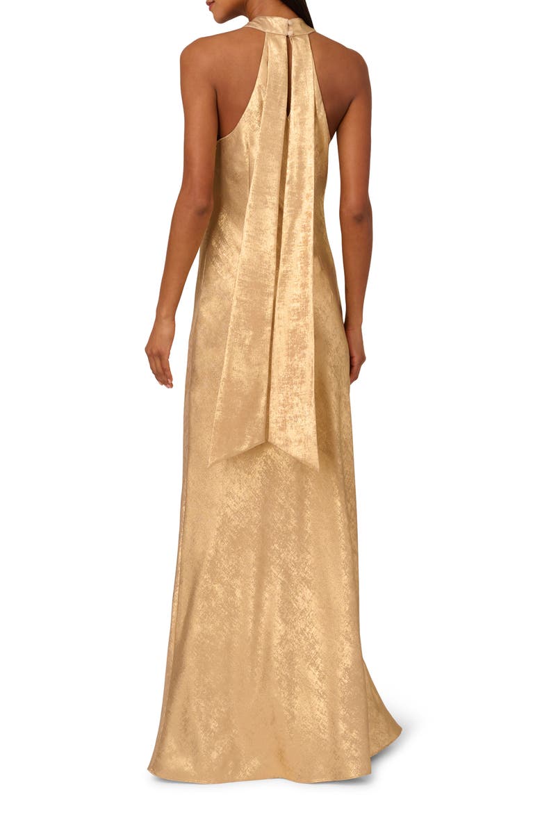 Foiled Trumpet Gown, Alternate, color, LIGHT GOLD