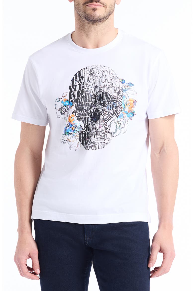 Floral Skull Graphic T-Shirt, Main, color, WHITE