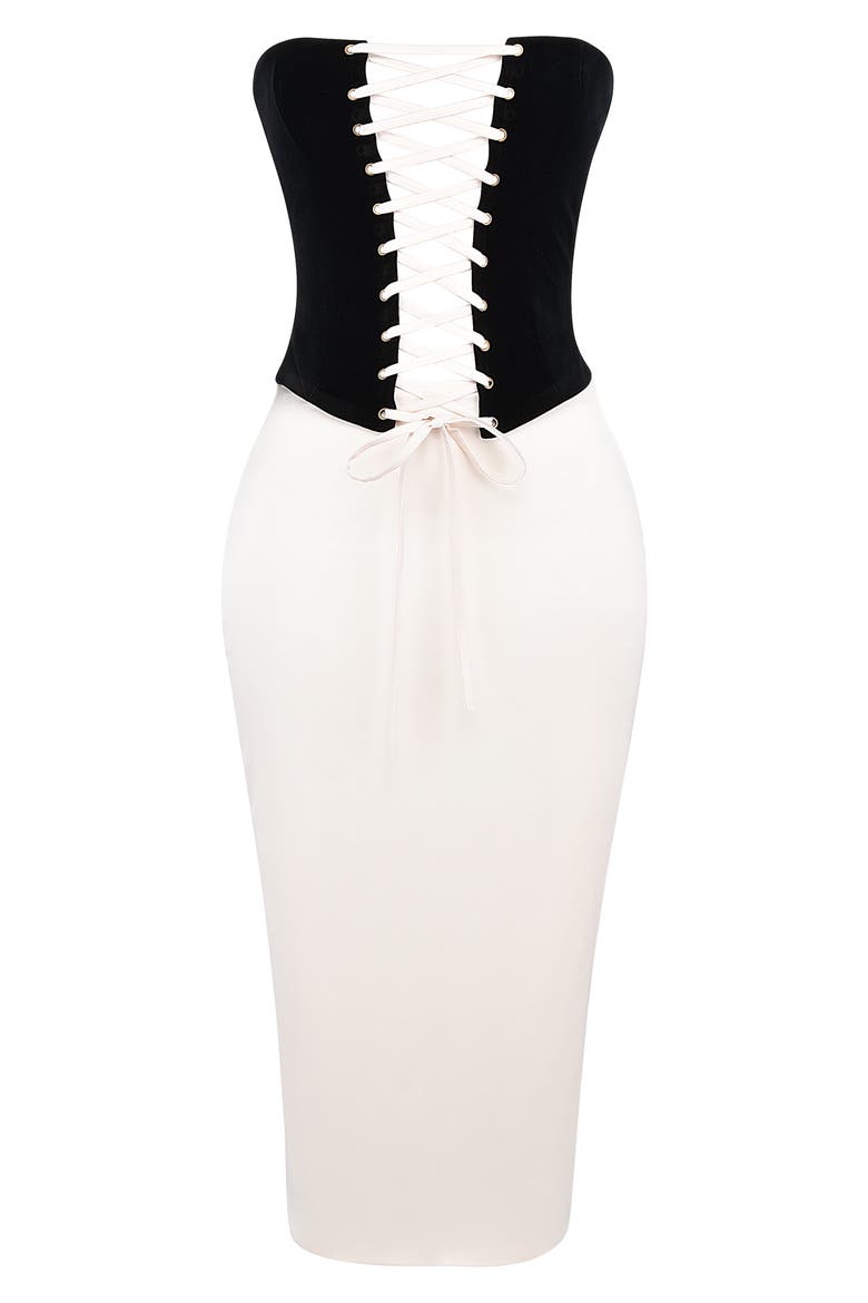 Jaina Strapless Dress, Alternate, color, BLACK CAMEL