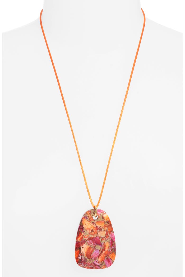 Spiny Oyster Cord Pendant Necklace, Alternate, color, PINK