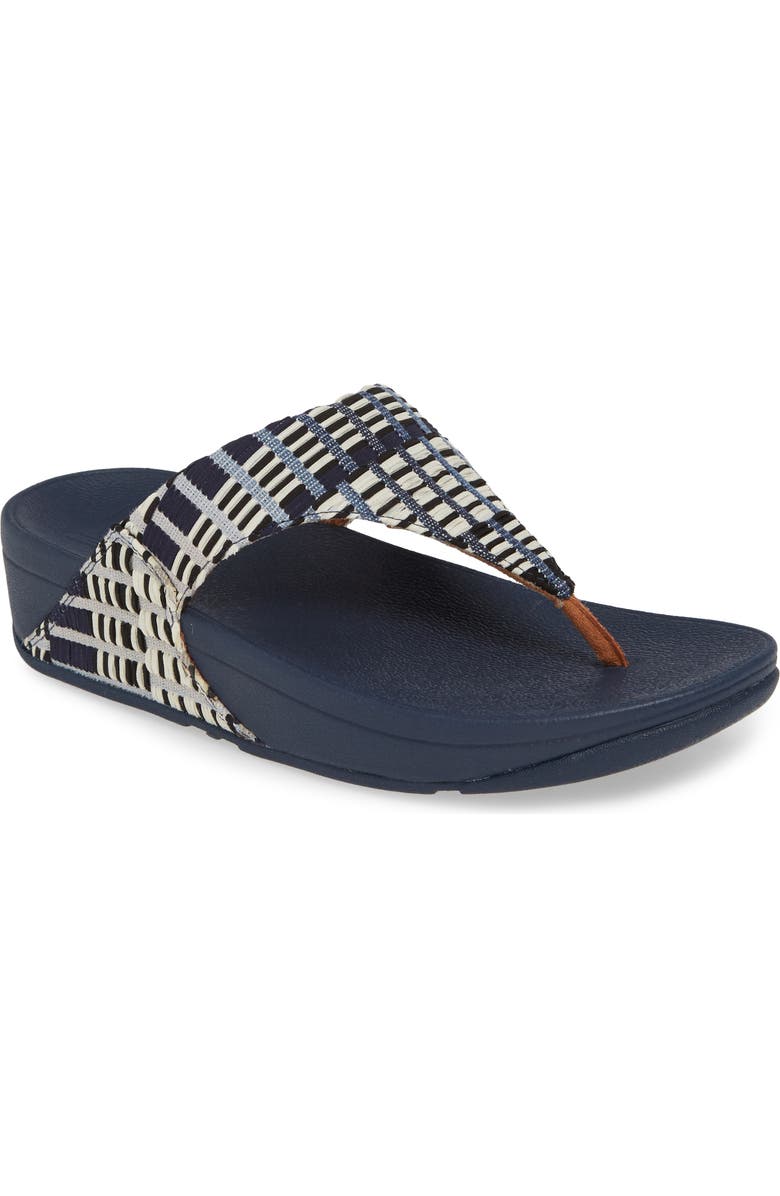 FitFlop Lulu Art Denim Wedge Flip Flop, Main, color,