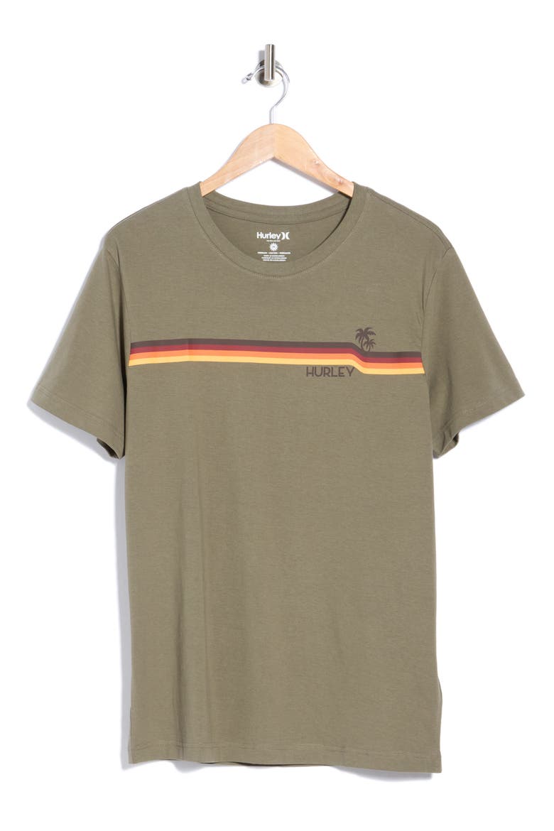 Palm Stripe Cotton Graphic T-Shirt, Alternate, color, OLIVE GREY