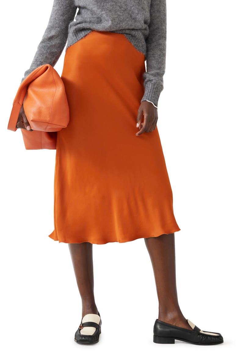 A-Line Midi Skirt, Main, color, RUSTY ORANGE