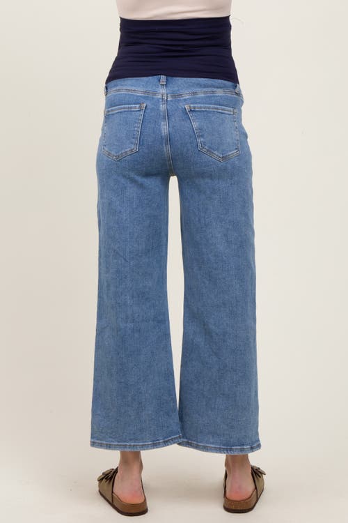Pinkblush Wash Cropped Denim Maternity Jeans In Blue