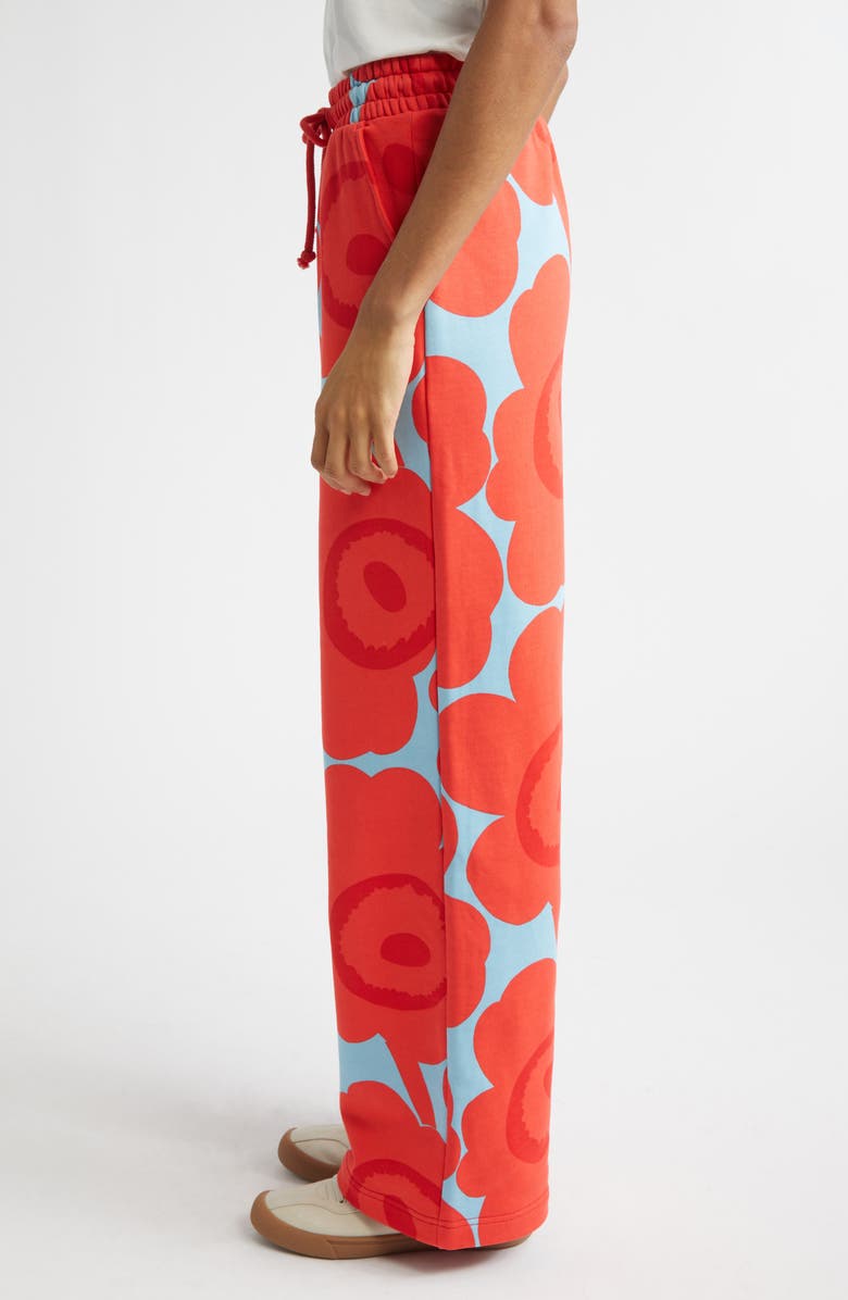 Marimekko Varret Unikko French Terry Sweatpants, Alternate, color, Light Blue Red