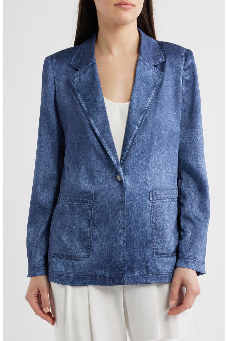 Veronica Denim Effect Satin Jacket, Alternate, color, DARK INDIGO