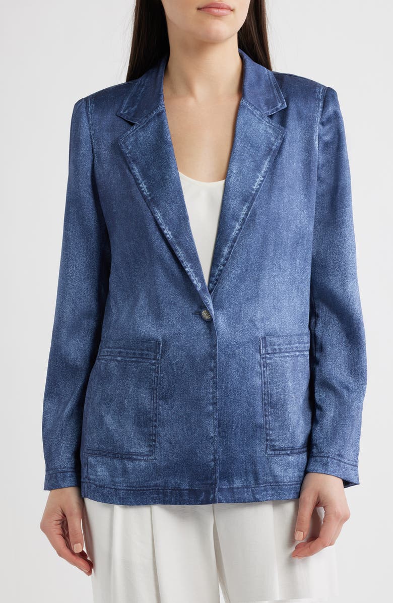 KOBI HALPERIN Veronica Denim Effect Satin Jacket, Alternate, color, Dark Indigo