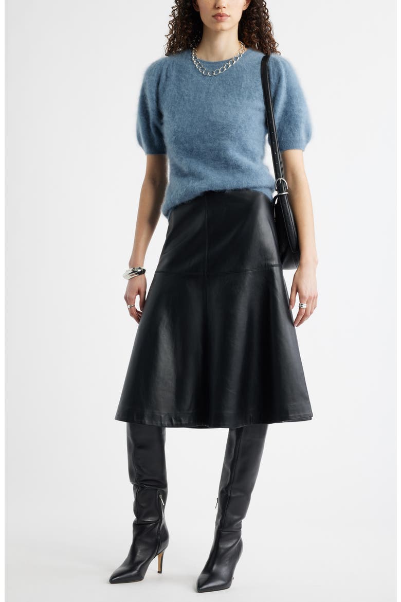 Femme Short Sleeve Brushed Cashmere Sweater, Alternate, color, BLUE CHIP