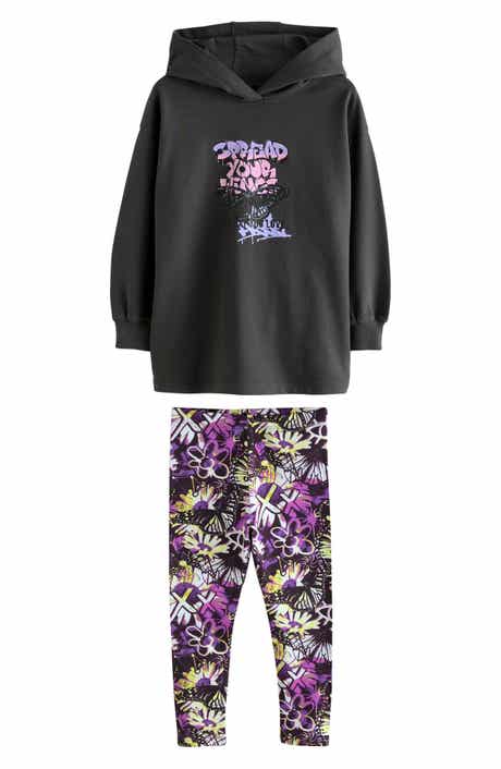 NEXT Kids' Cotton Graphic Hoodie & Print Leggings Set