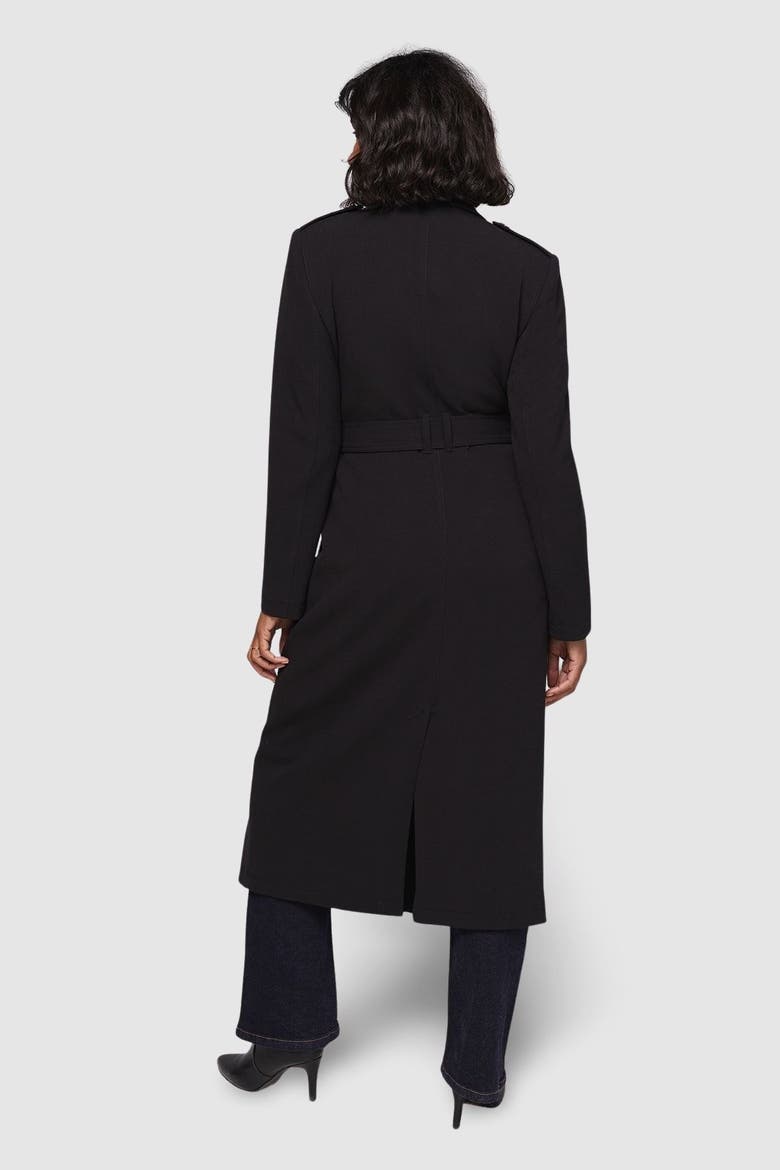 Double Crepe Trench Coat, Alternate, color, Black