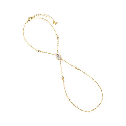 CZ Bezel Marquise & Solitaire Hand Chain