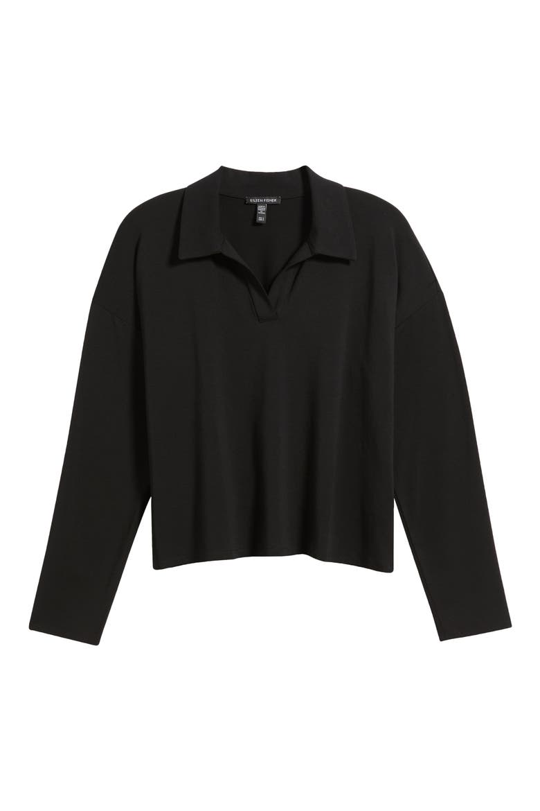 Boxy Henley Jersey Top, Alternate, color, BLACK