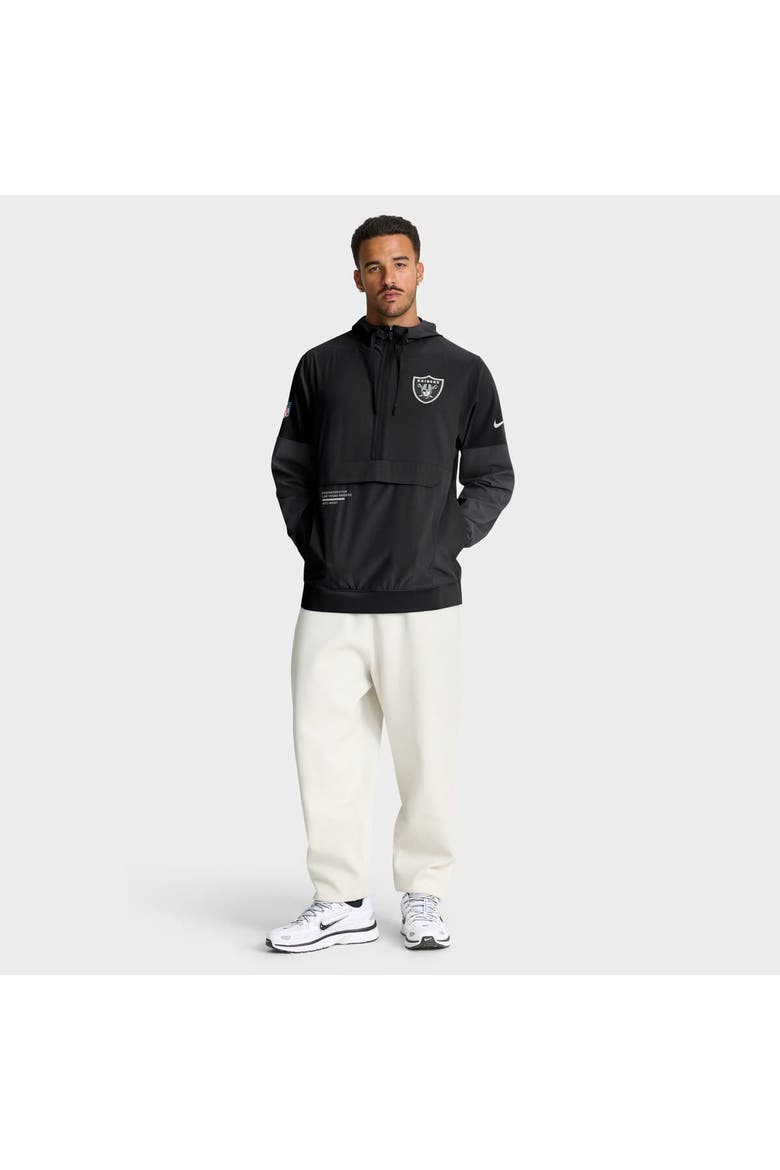Men's Nike Black Las Vegas Raiders Sideline Anorak Half-Zip Hoodie Jacket, Alternate, color, Black