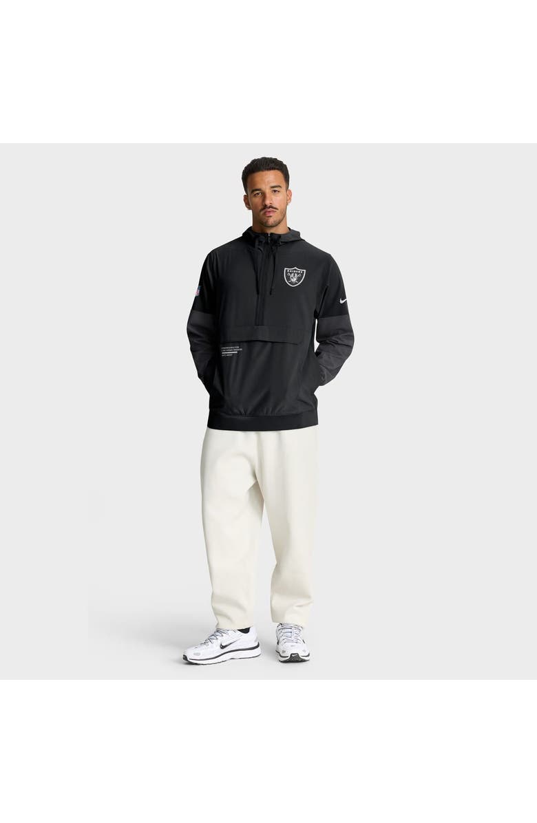 Nike Men's Nike Black Las Vegas Raiders Sideline Anorak Half-Zip Hoodie Jacket, Alternate, color, Black