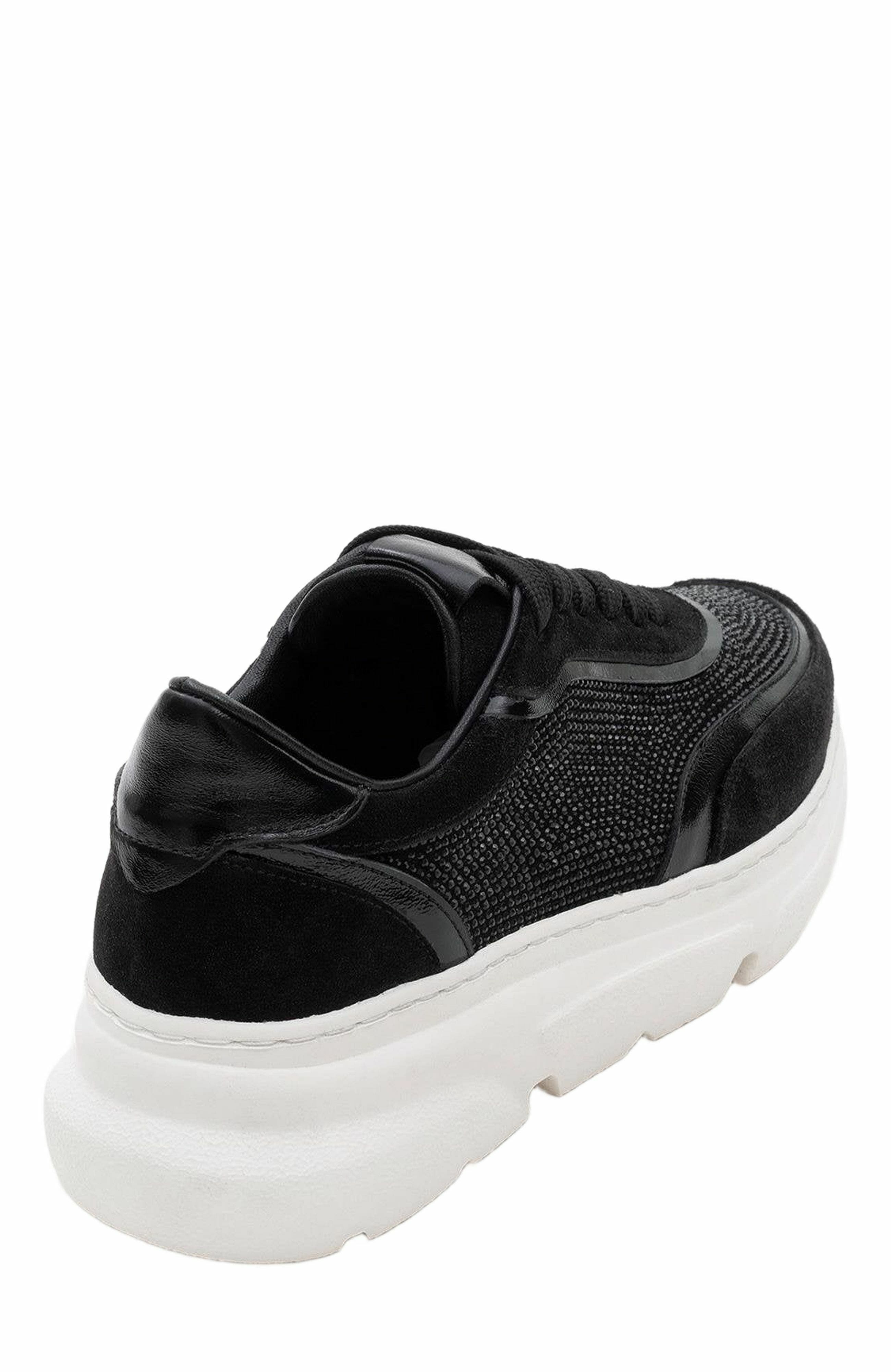 Forever & Always Shoes Polly Rhinestone Suede Leather Platform Sneakers, Alternate, color, 