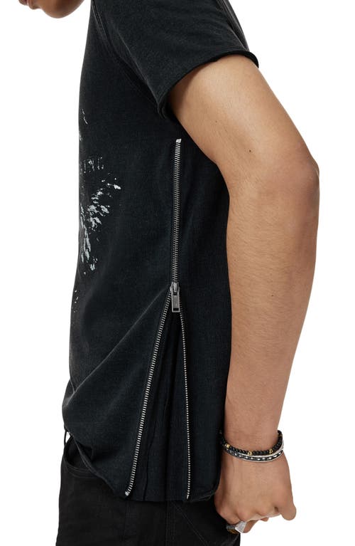 John Varvatos Raw Edge Zipper Graphic T-shirt