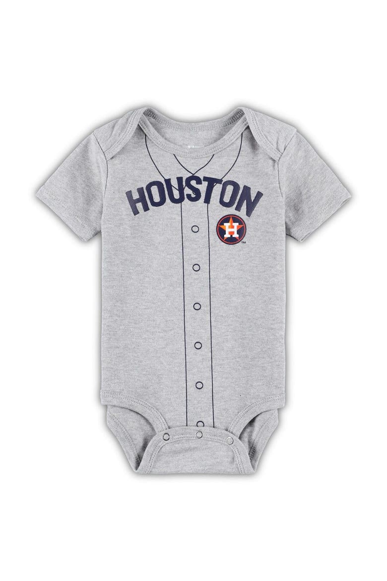 Infant White/Heather Gray Houston Astros Two-Pack Little Slugger Bodysuit Set, Alternate, color, White