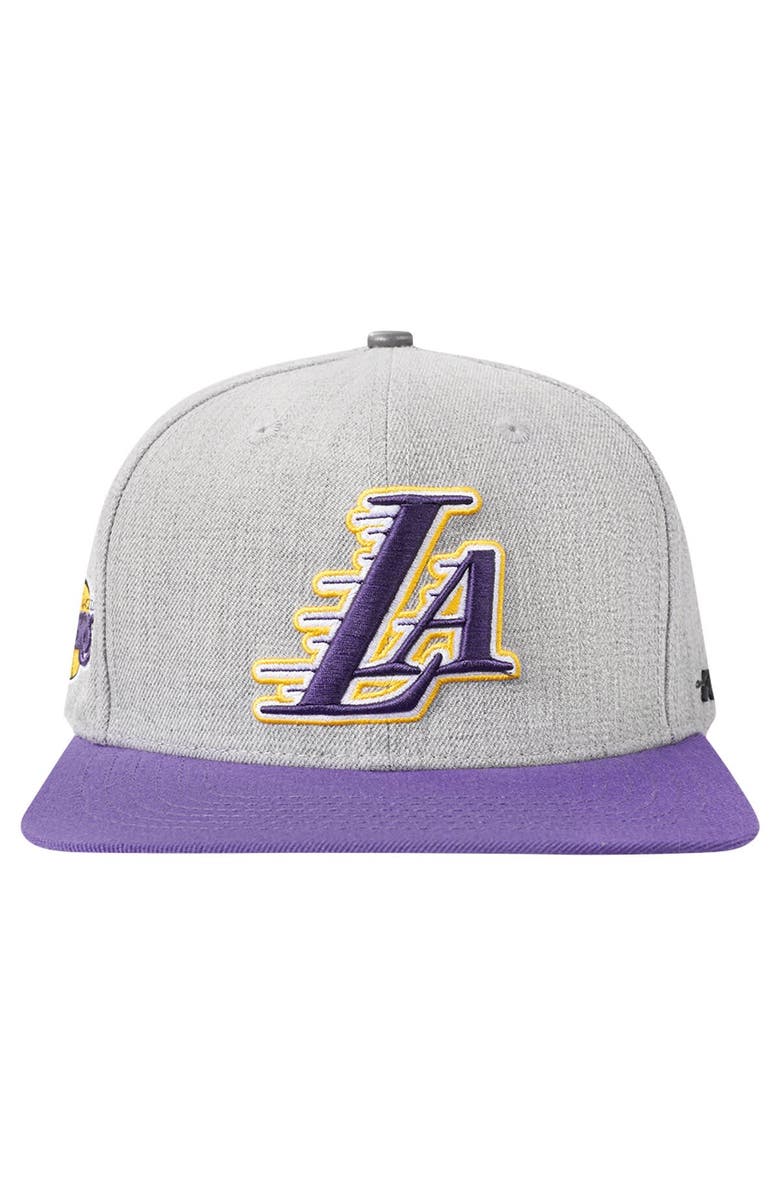 PRO STANDARD Men's Pro Standard Gray/Purple Los Angeles Lakers Classic Logo Two-Tone Snapback Hat, Alternate, color, Gray