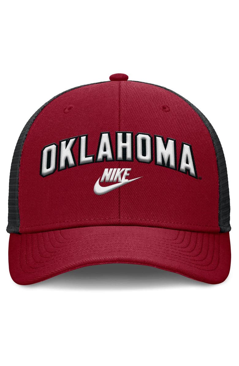 Nike Men's Nike Crimson/Black Oklahoma Sooners Legacy Arch Rise Performance Trucker Adjustable Hat, Alternate, color,