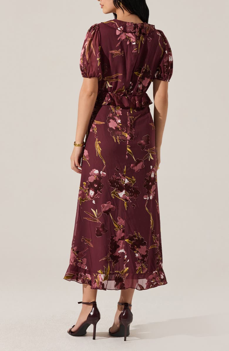 ASTR the Label Bennet Floral Tiered Dress, Alternate, color, Wine Floral