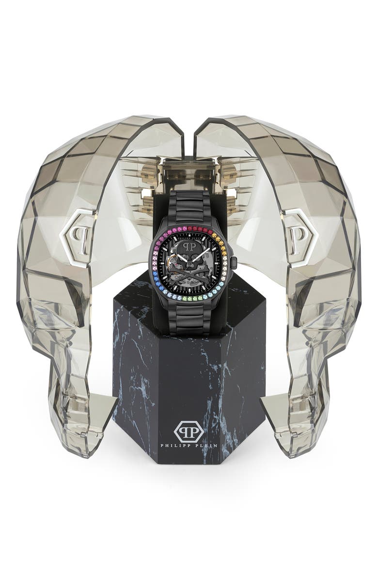 PHILIPP PLEIN Skeleton Spectre Bracelet Watch, 42mm, Alternate, color, Ip Black
