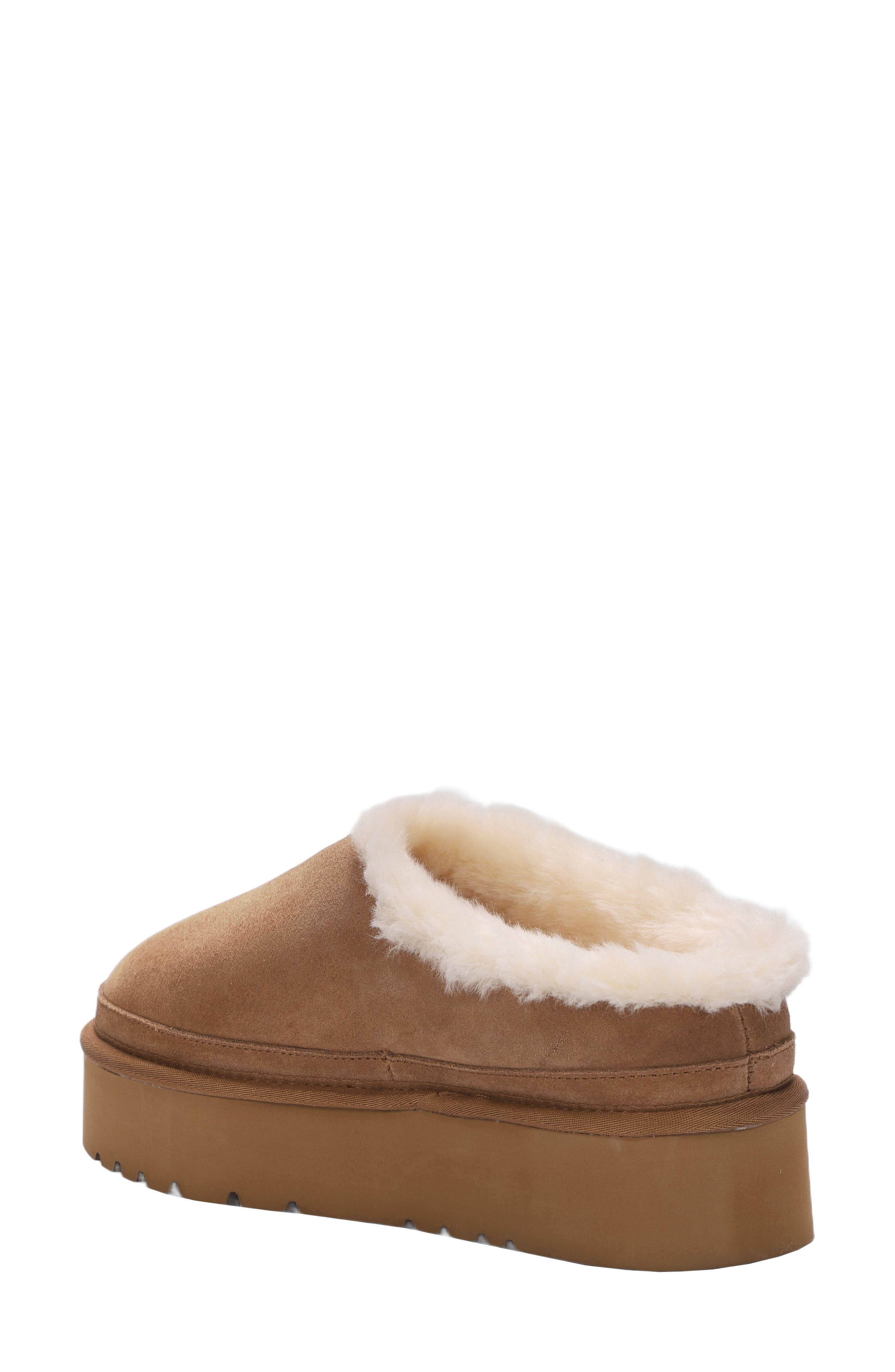 Suede Faux Fur Cuff Slipper, Alternate, color, CHESTNUT