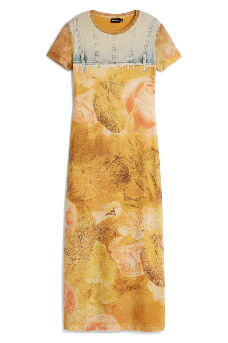 Trompe l'Oeil Midi T-Shirt Dress, Alternate, color, MEDIUM BEIGE