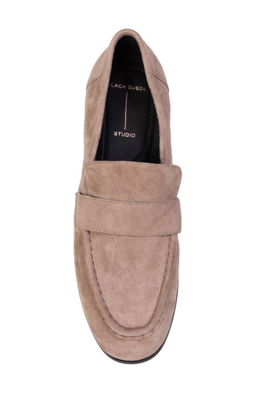 Black Suede Studio Arrow Loafer In Truffle Kid Suede