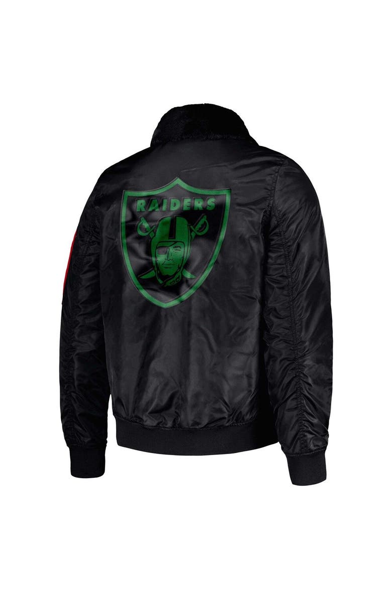 Men's Starter x Ty Mopkins Black Las Vegas Raiders Black History Month Satin Full-Zip Jacket, Alternate, color, Black